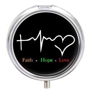 Faith Hope Love Single Round Pill Box,