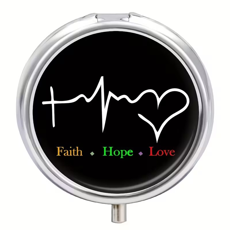 Faith Hope Love Single Round Pill Box