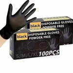 Black Disposable Nitrile Gloves (Powder-Free) 100 pcs