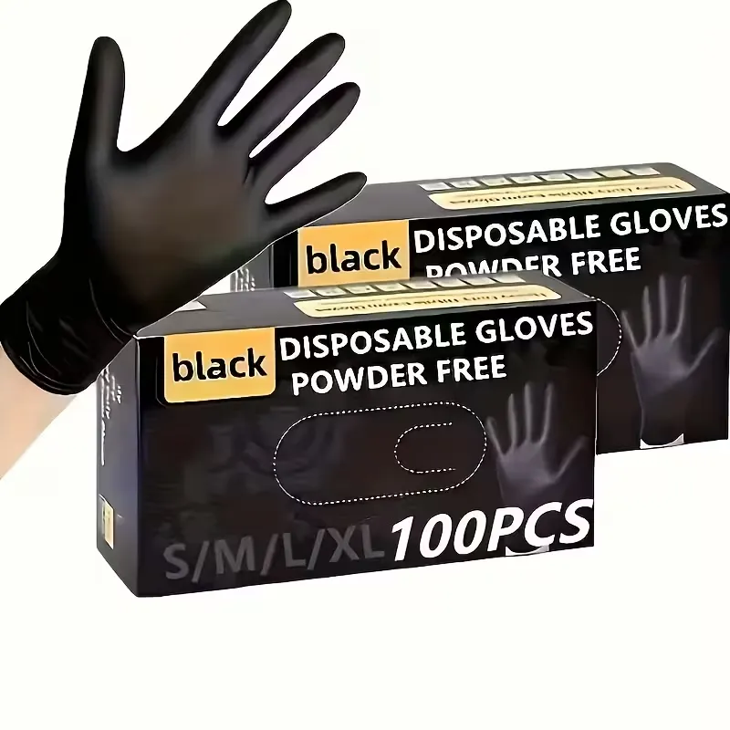 Black Disposable Nitrile Gloves (Powder-Free) 100 pcs
