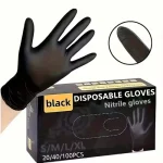 Black Disposable Nitrile Gloves (Powder-Free) 100 pcs