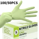 Grass Green Nitrile Disposable Gloves (Latex-Free, No Dust) S/M/L 50/100 PCS