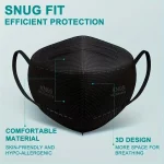 QUKE Black KN95 5-Layer Disposable Face Masks Pack of 50