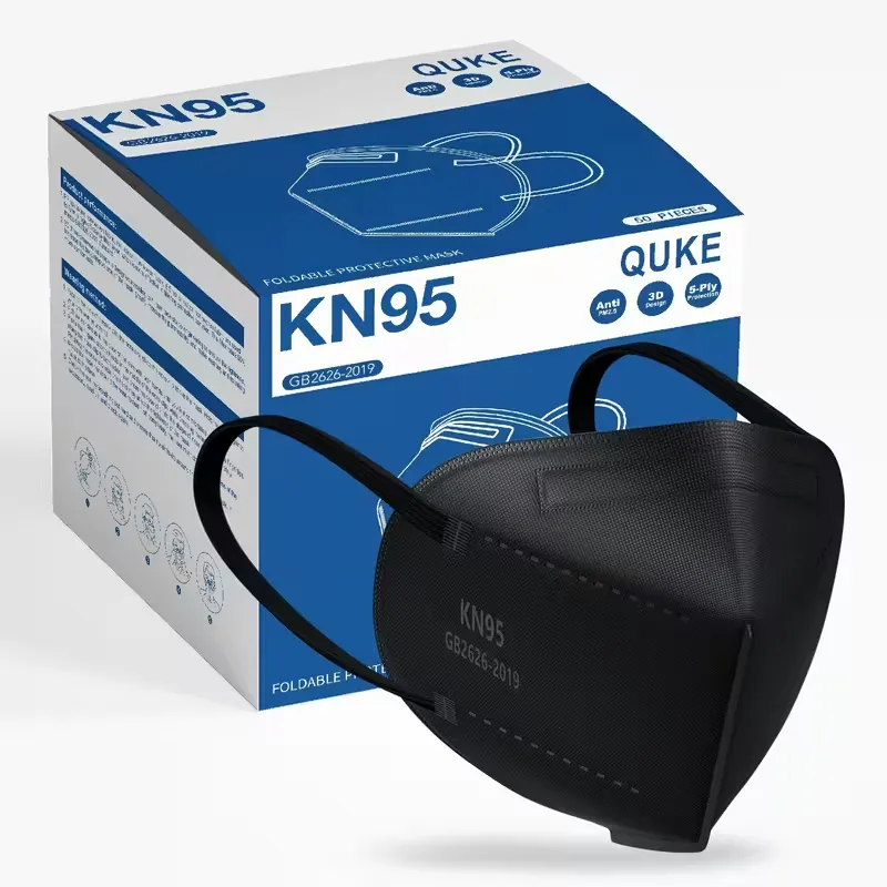 QUKE Black KN95 5-Layer Disposable Face Masks Pack of 50