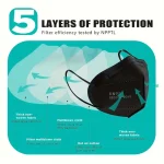 QUKE Black KN95 5-Layer Disposable Face Masks Pack of 50