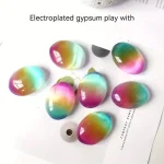 1pc Natural Aura Rainbow White Selenite Palm Stone