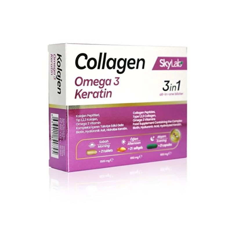 Skylab Collagen, Omega 3 Fish Oil, Keratin and Probiotic Food Supplement