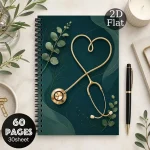دفتر حلزوني فاخر بتصميم طبي – غلاف أخضر داكن