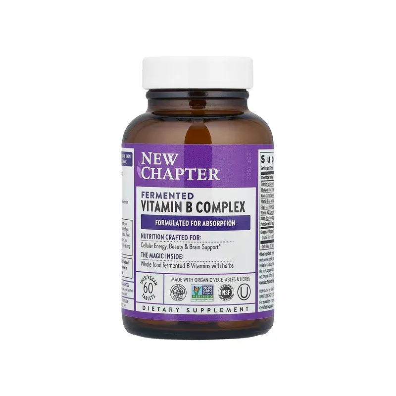 New Chapter, Fermentierter Vitamin-B-Komplex, 60 vegane Tabletten